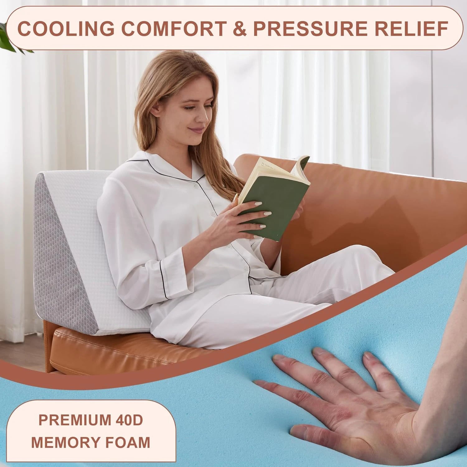 Memory Foam Wedge Pillow for Bed Support - 5