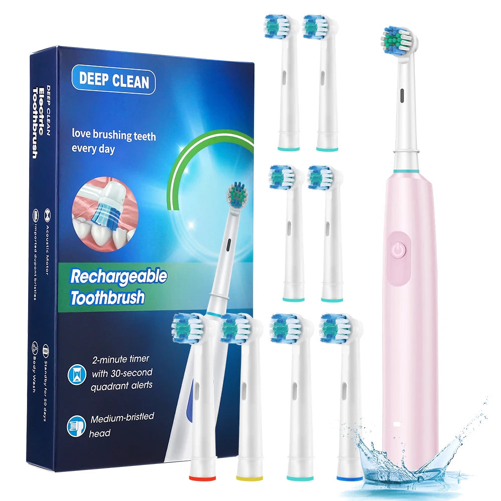 Rechargeable Rotary Electric Toothbrush with 4 Brush Heads - 12