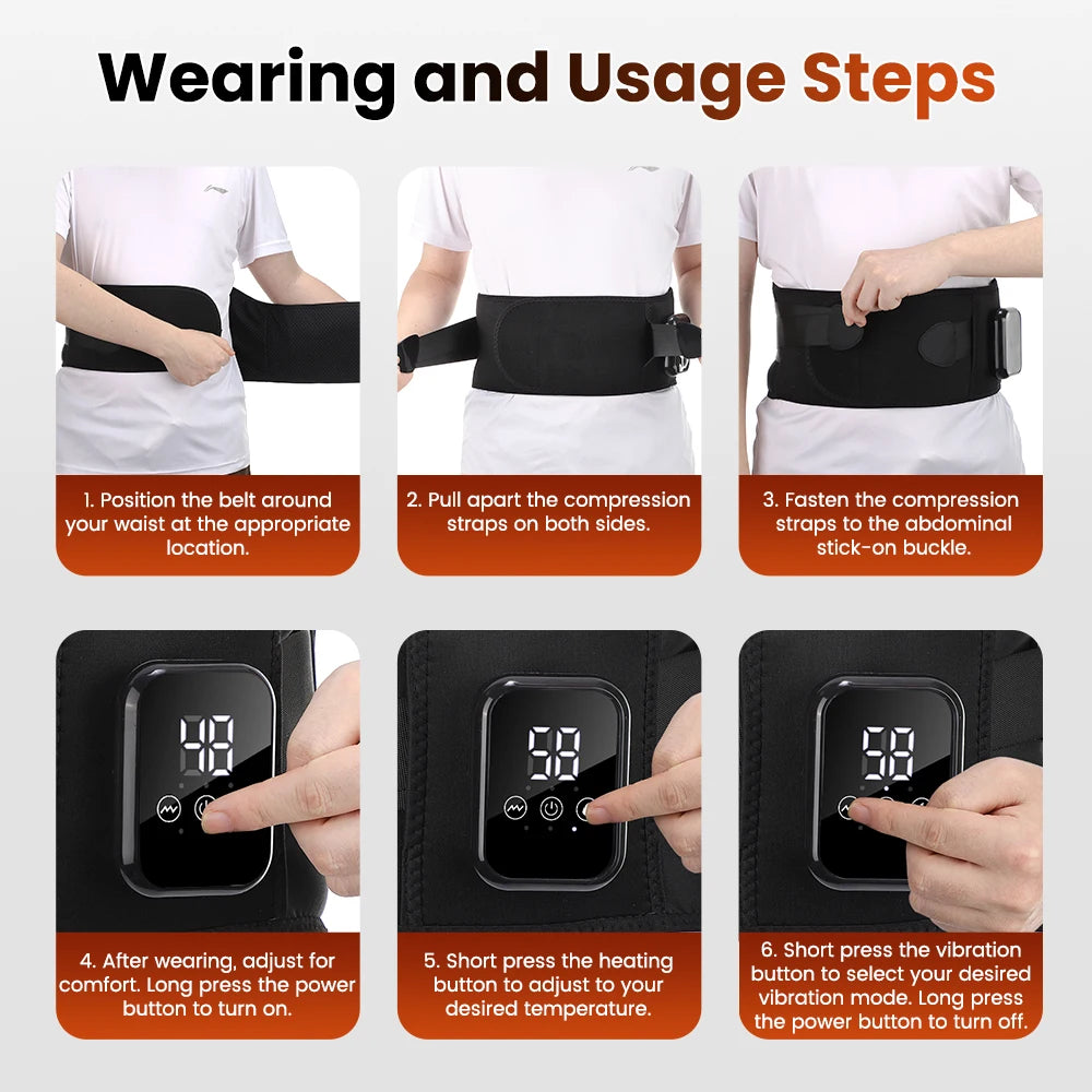 Cordless Heated Lumbar Massage Belt for Back Pain & Period Relief - 11