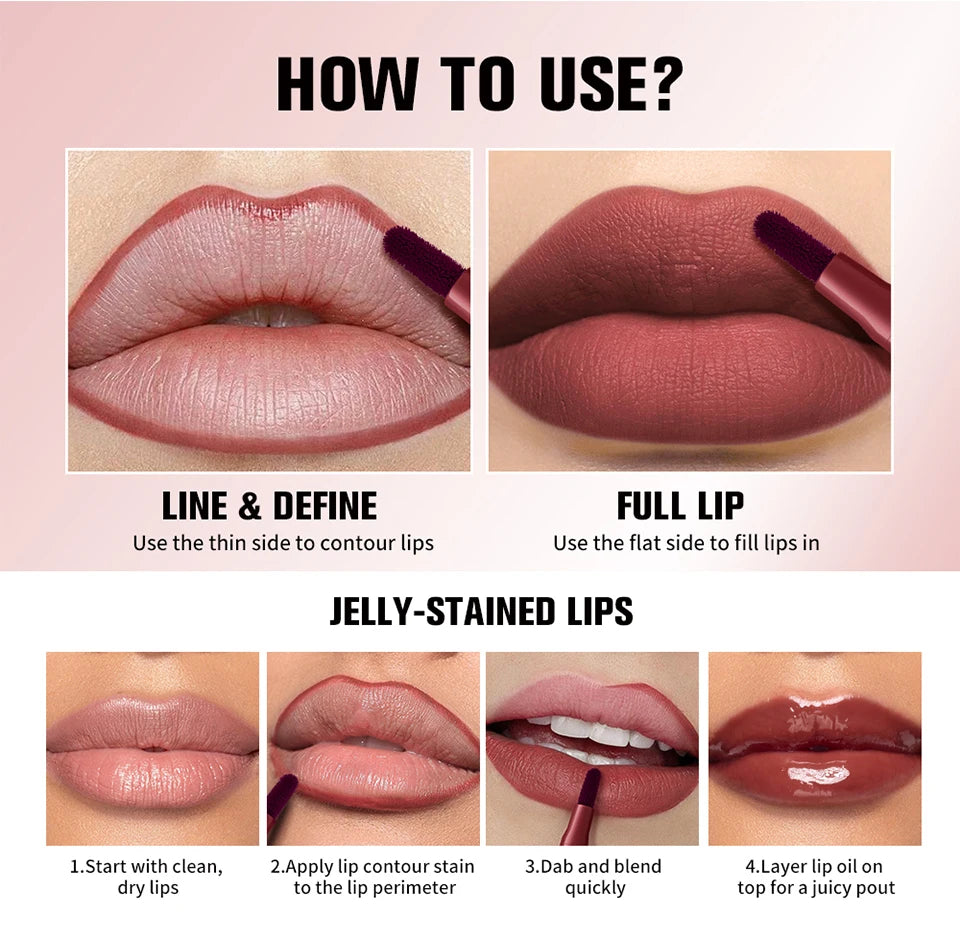Dual-Sided Long-Lasting Lip Contour Stain Pen - 14
