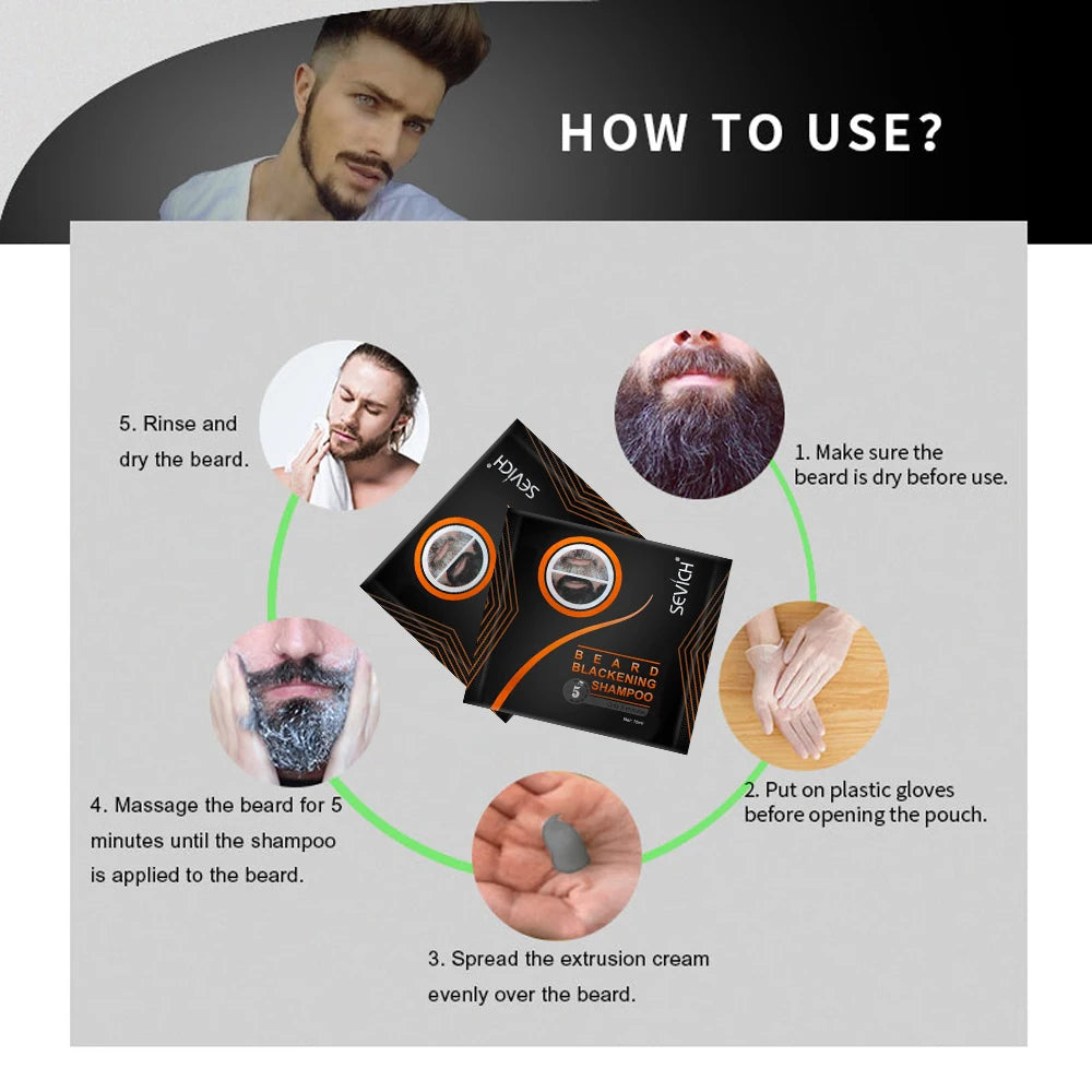 Instant Beard Blackening Shampoo for Men - 9