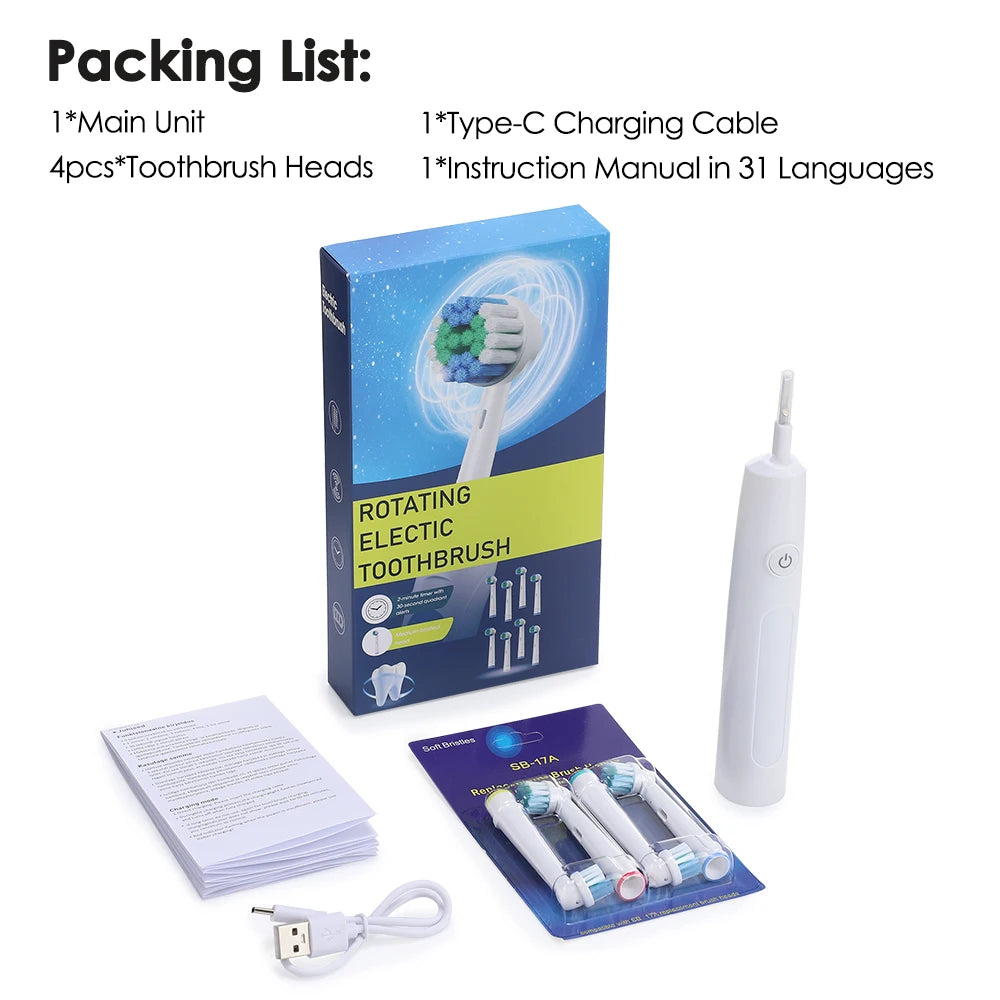 Rechargeable Rotary Electric Toothbrush for Adults and Kids - 25