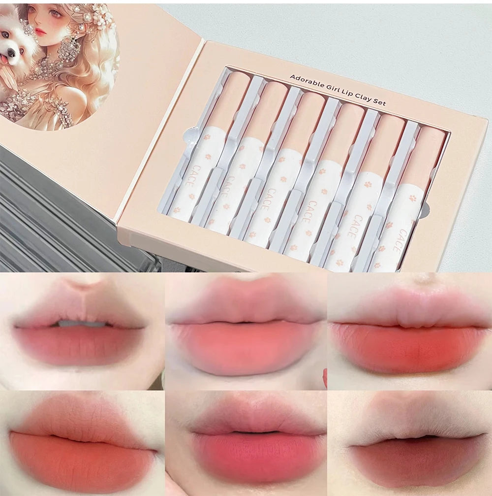 Matte Velvet Lip Clay Set for Long-Lasting Waterproof Wear - 15