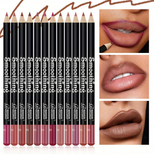 12-Color Waterproof Matte Lip Liner Pencil Set