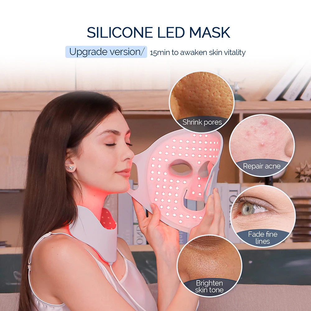 Flexible Silicone LED Light Therapy Mask for Face and Neck - 14