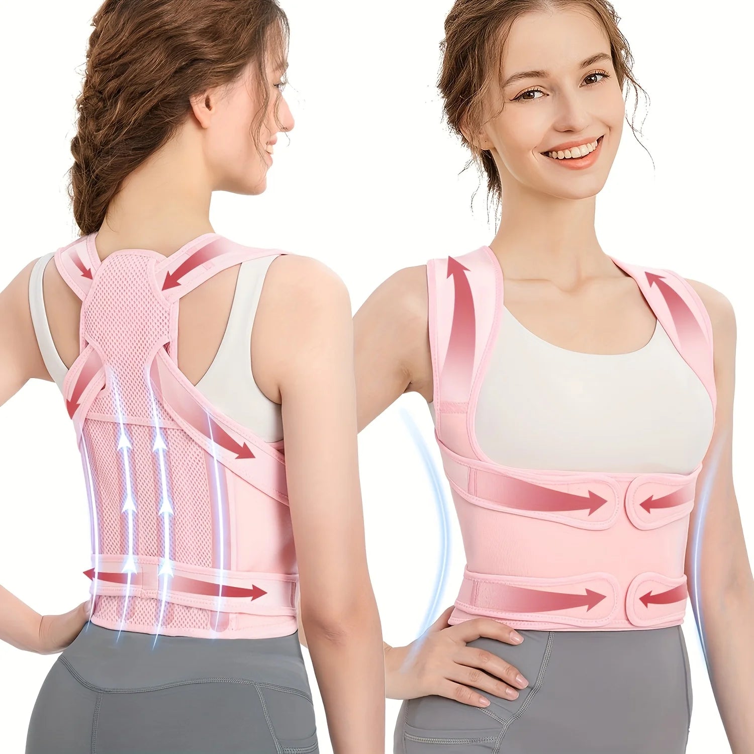 Adjustable Back Posture Corrector and Spine Support Brace - 1