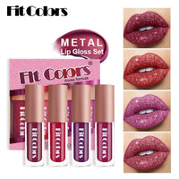 4-Piece Diamond Finish Long-Lasting Velvet Lip Gloss Set