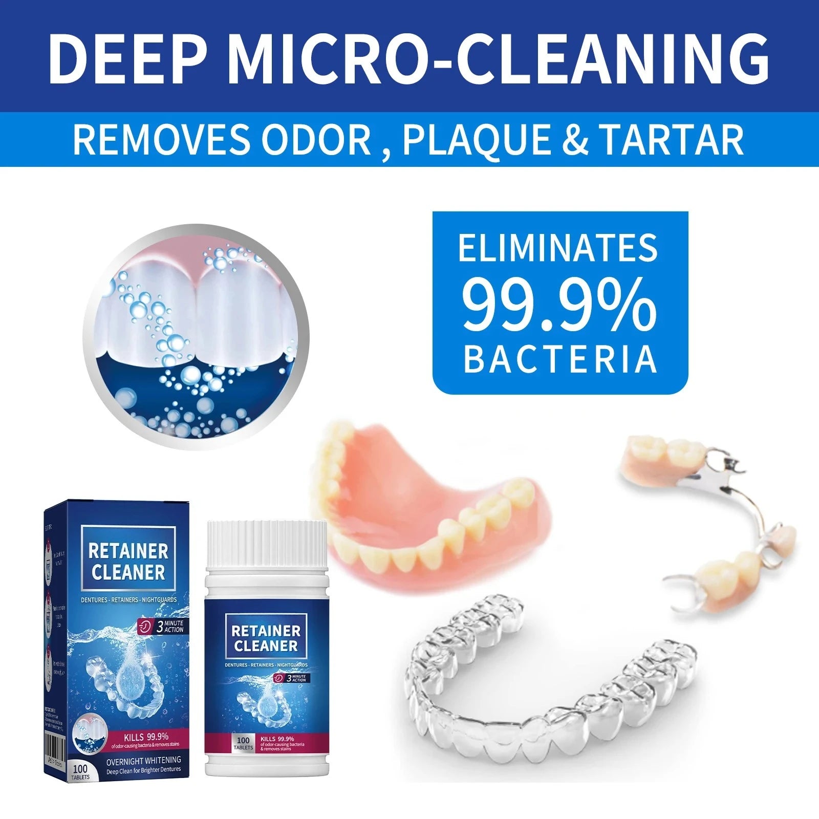 Denture and Retainer Cleaning Tablets (100 Pack) - 2