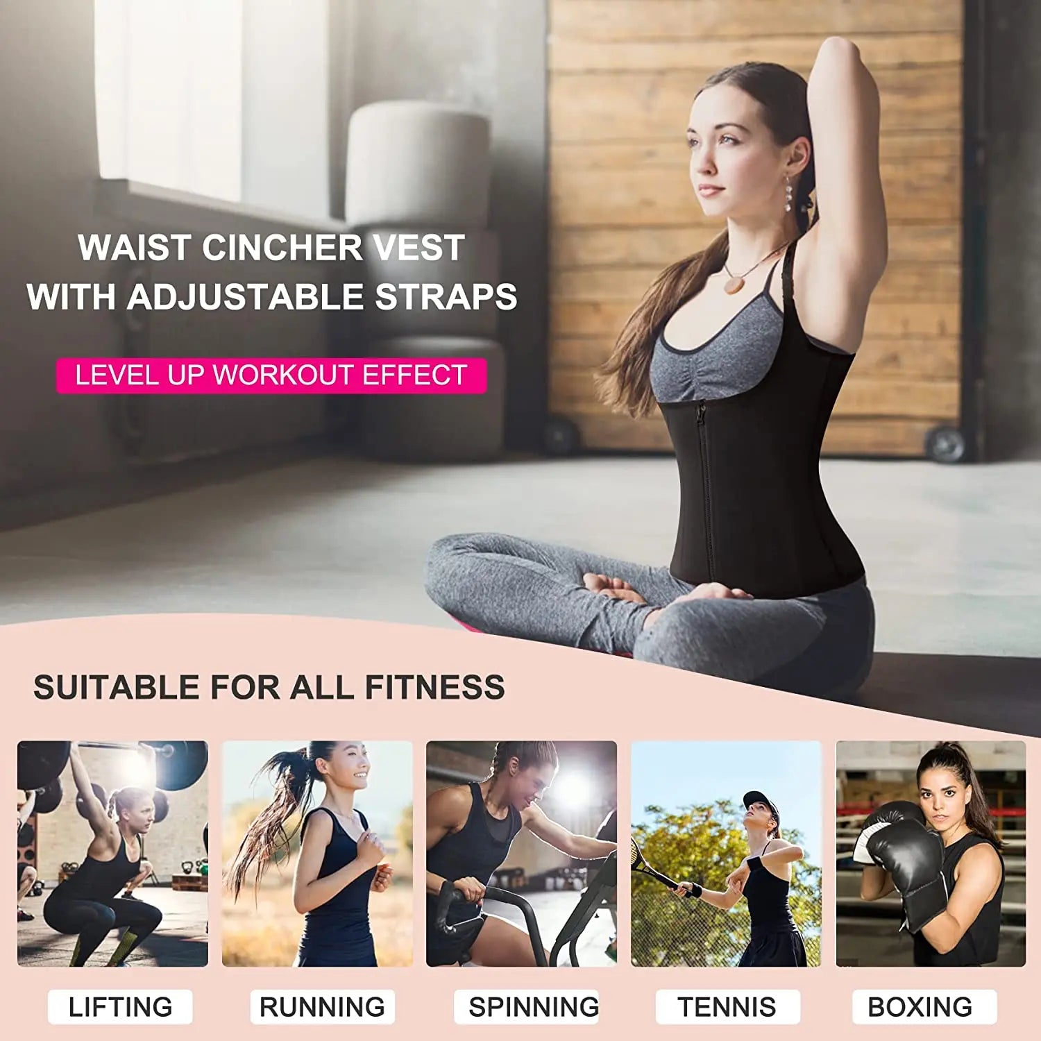 Zipper Waist Trainer Vest for Tummy Control and Posture - 14