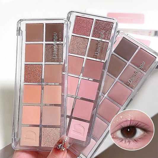 12-Color Eyeshadow Palette - Long-Lasting Shimmer and Matte Shades