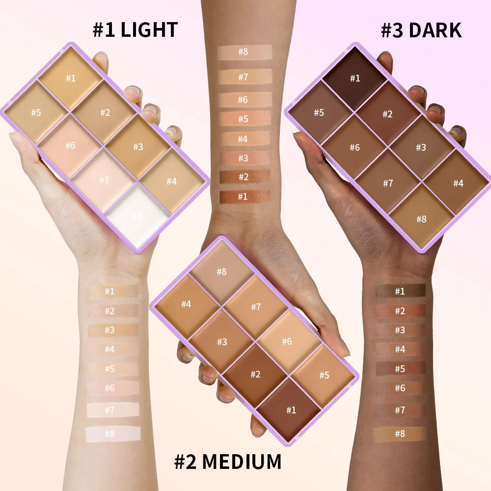 8-Shade Waterproof Full Coverage Cream Concealer Palette - 5