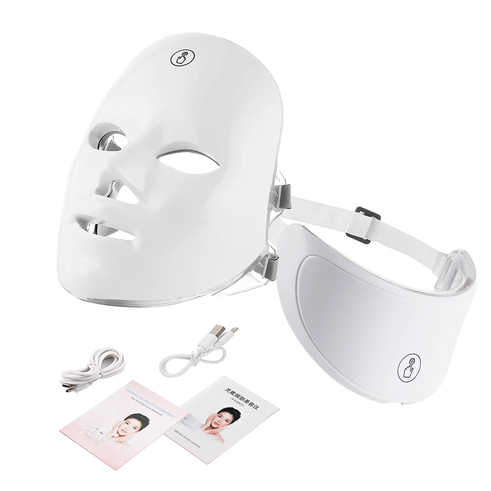 7-Color LED Facial and Neck Photon Light Therapy Mask - 15