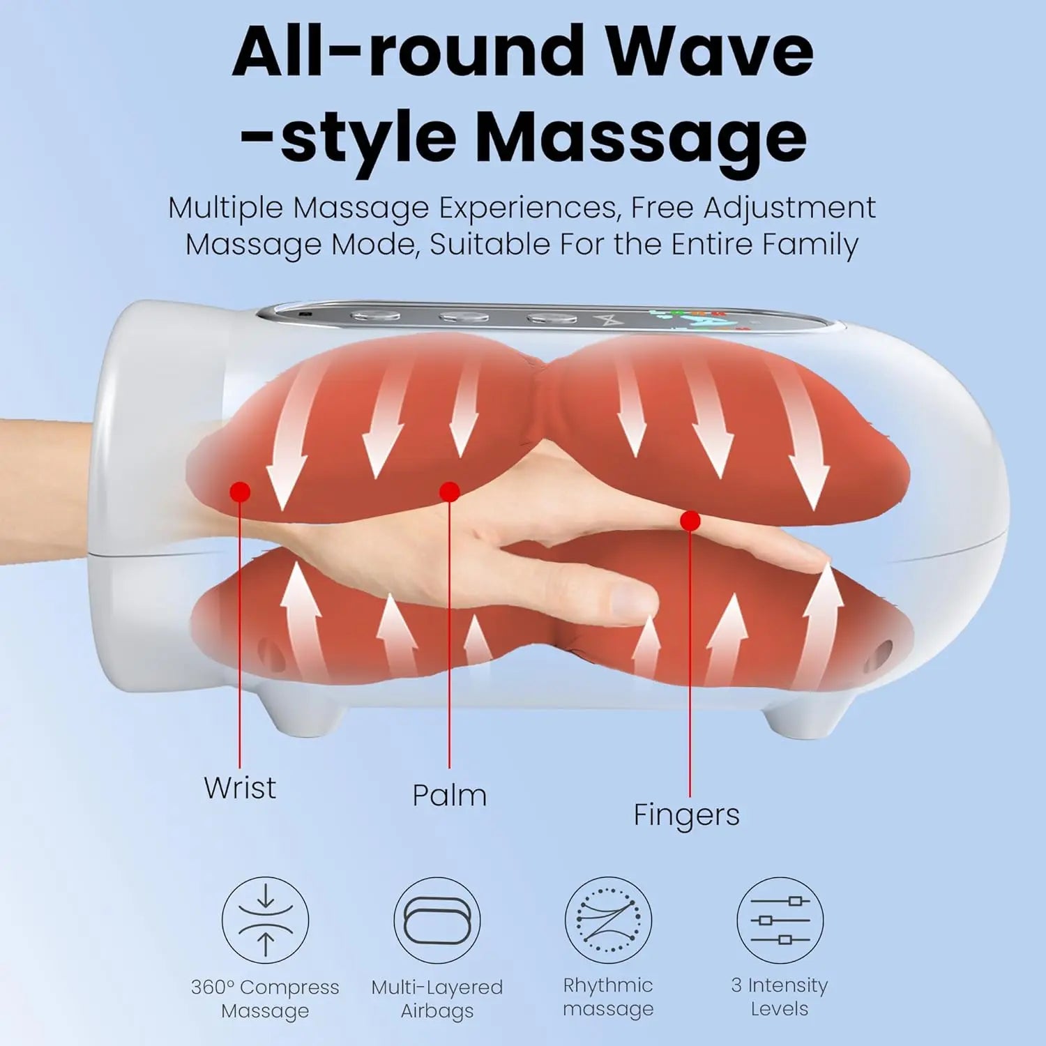 Electric Heated Hand Massager with Air Compression - 3