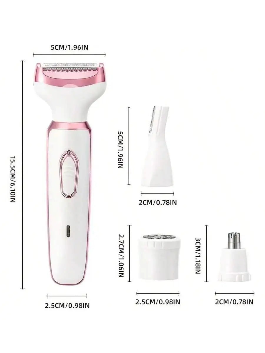 4-in-1 Rechargeable Electric Lady Shaver for Face and Body - 3