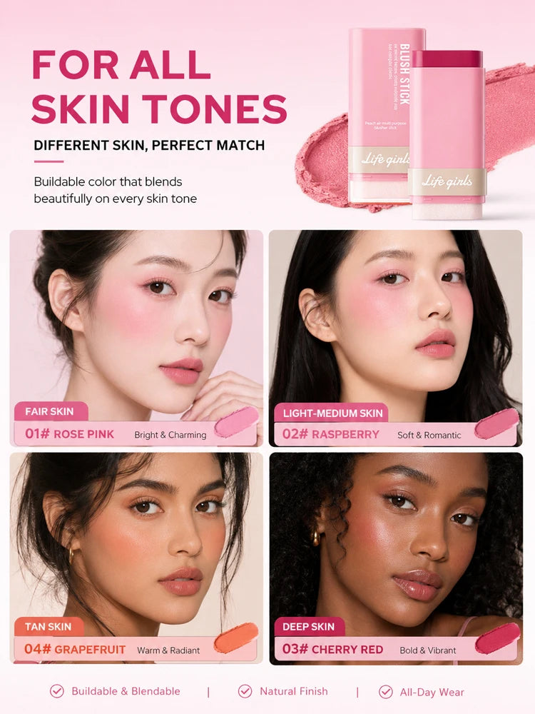 3-in-1 Cream Blush Stick for Cheeks, Lips, and Eyes - 14