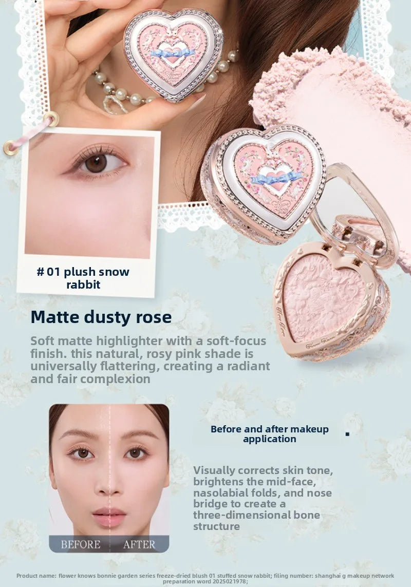 Matte Finish Rose Garden Blush Powder for Natural Cheek Contouring - 17