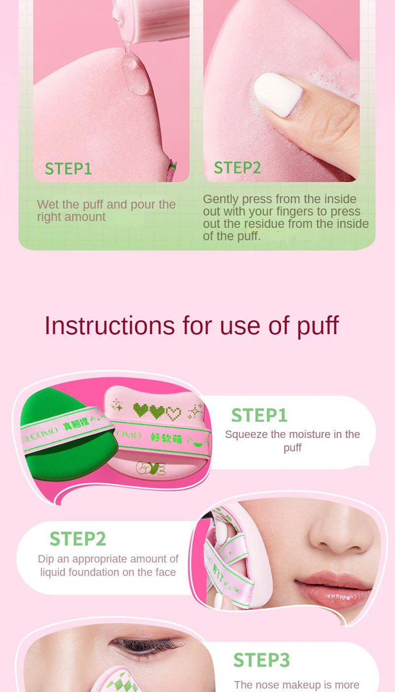Adorable Curved-Head Makeup Sponge Puff Set - 16