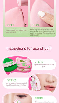Adorable Curved-Head Makeup Sponge Puff Set
