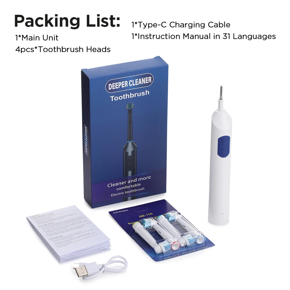 Rechargeable Rotary Electric Toothbrush with 4 Heads - 26