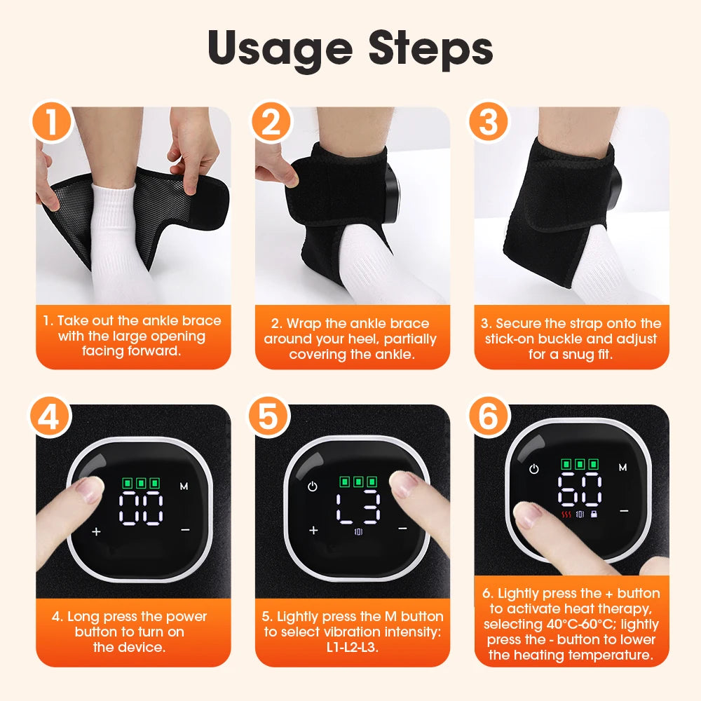 Wireless Heated Ankle Massage Brace for Joint Pain Relief - 29