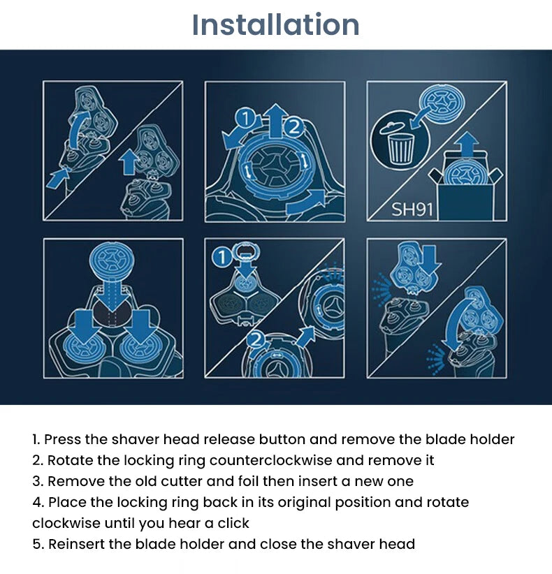 Replacement Shaver Heads for Series 9000 and Prestige Shavers - 13