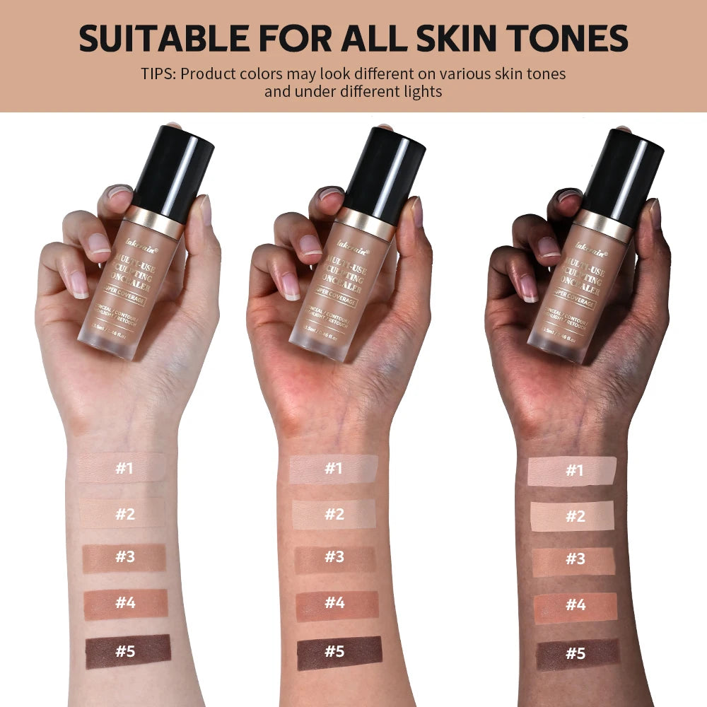 5-Color Waterproof Sculpting Concealer for Flawless Coverage - 6