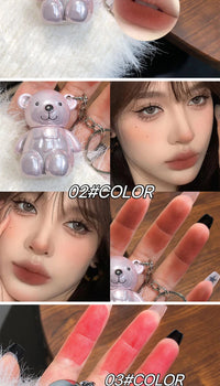 Cute Bear Keychain Velvet Matte Lip Clay