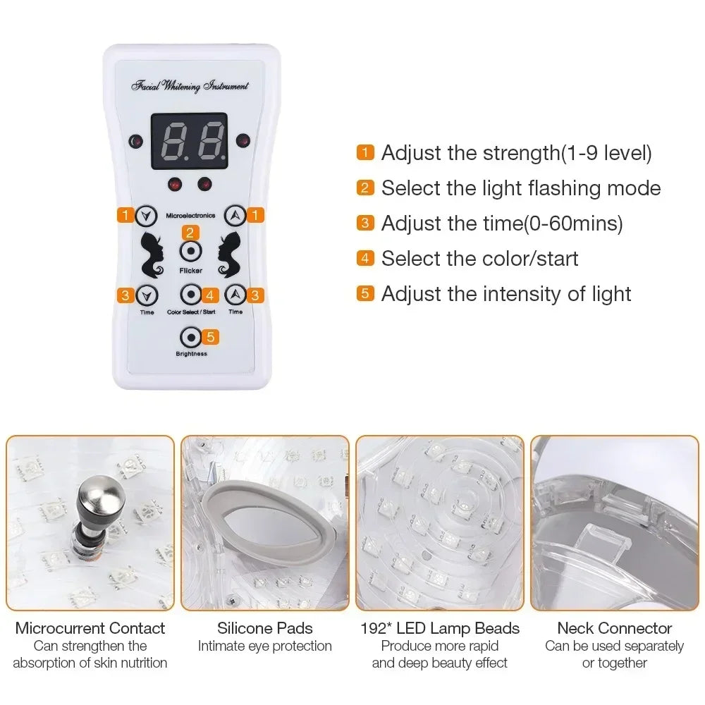 7-Color LED Facial and Neck Light Therapy Mask - 5