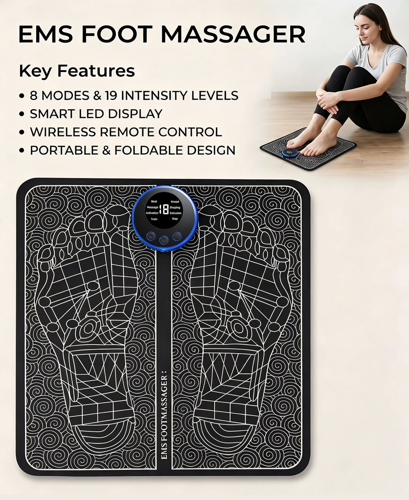 EMS Electric Foot Massage Mat for Pain Relief - 6