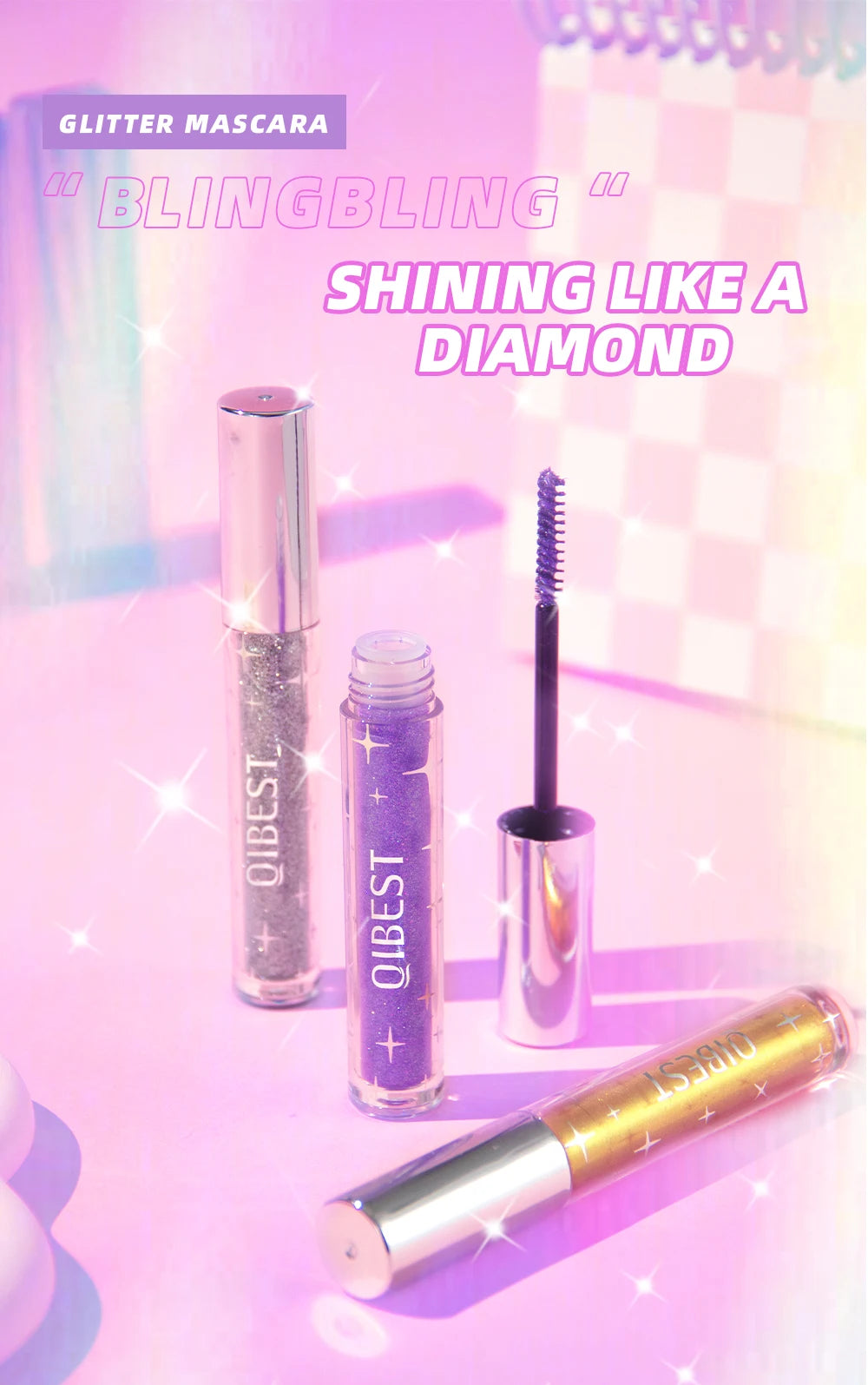 Waterproof Glitter Diamond Mascara for Long Lasting Sparkle - 7