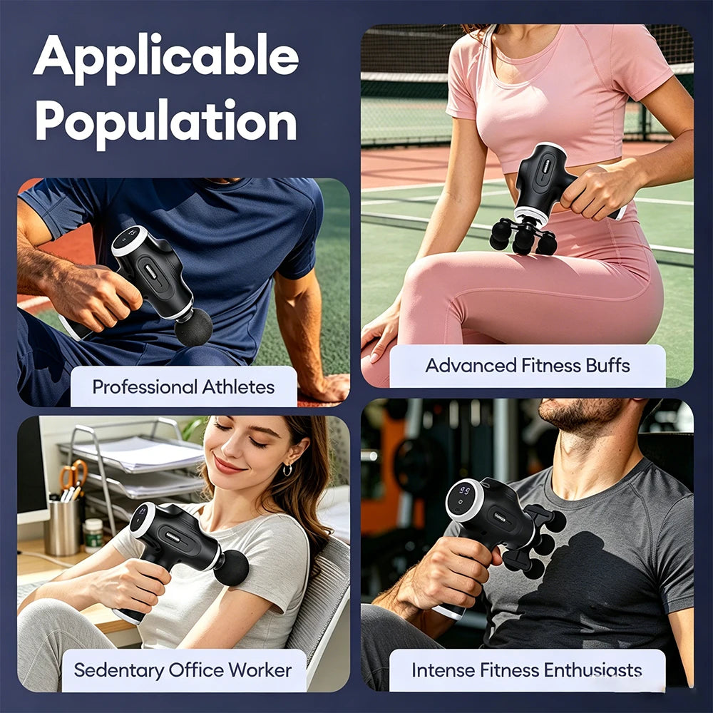 Portable Deep Tissue Percussive Massage Gun with 10 Attachments - 17