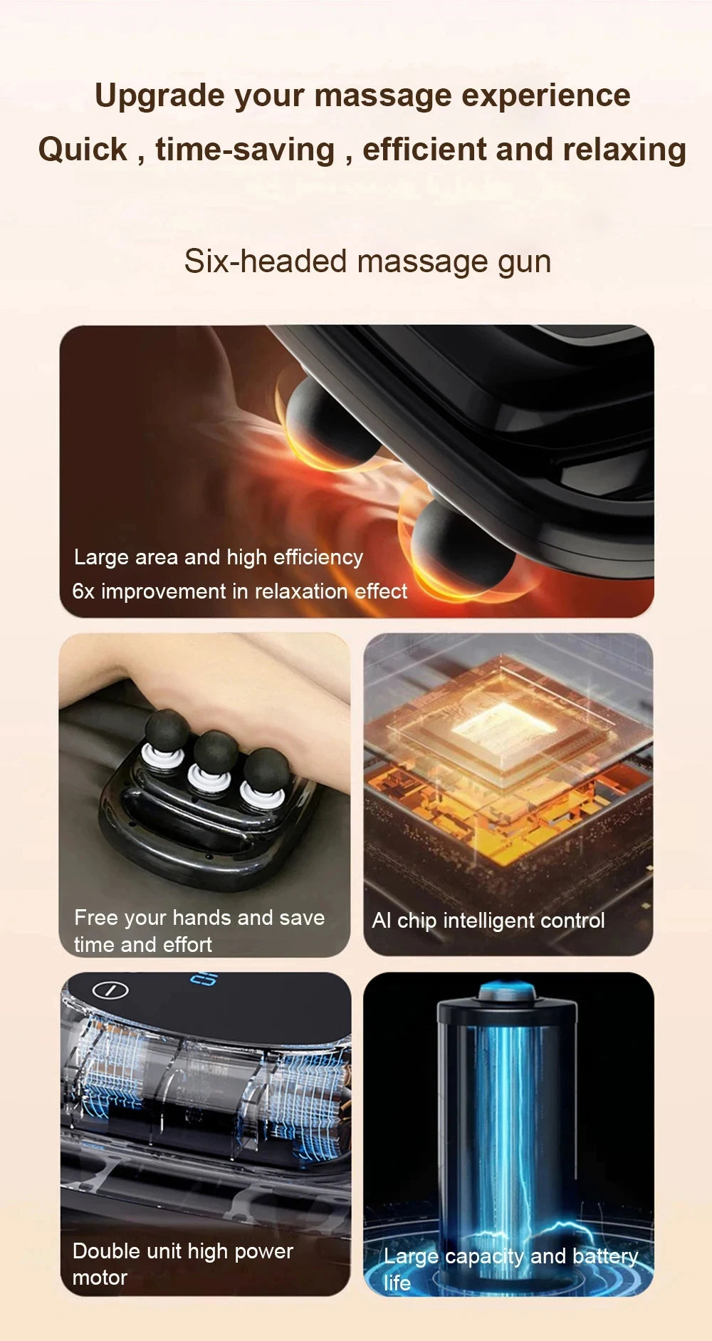 6-Head Deep Tissue Percussion Muscle Massage Gun - 13