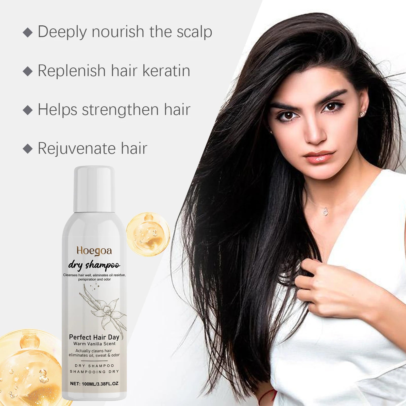 Vanilla Scented Dry Shampoo Spray for Instant Volume and Oil Control - 5
