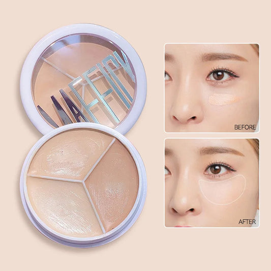 3-Color Cream Concealer Palette for Flawless Skin