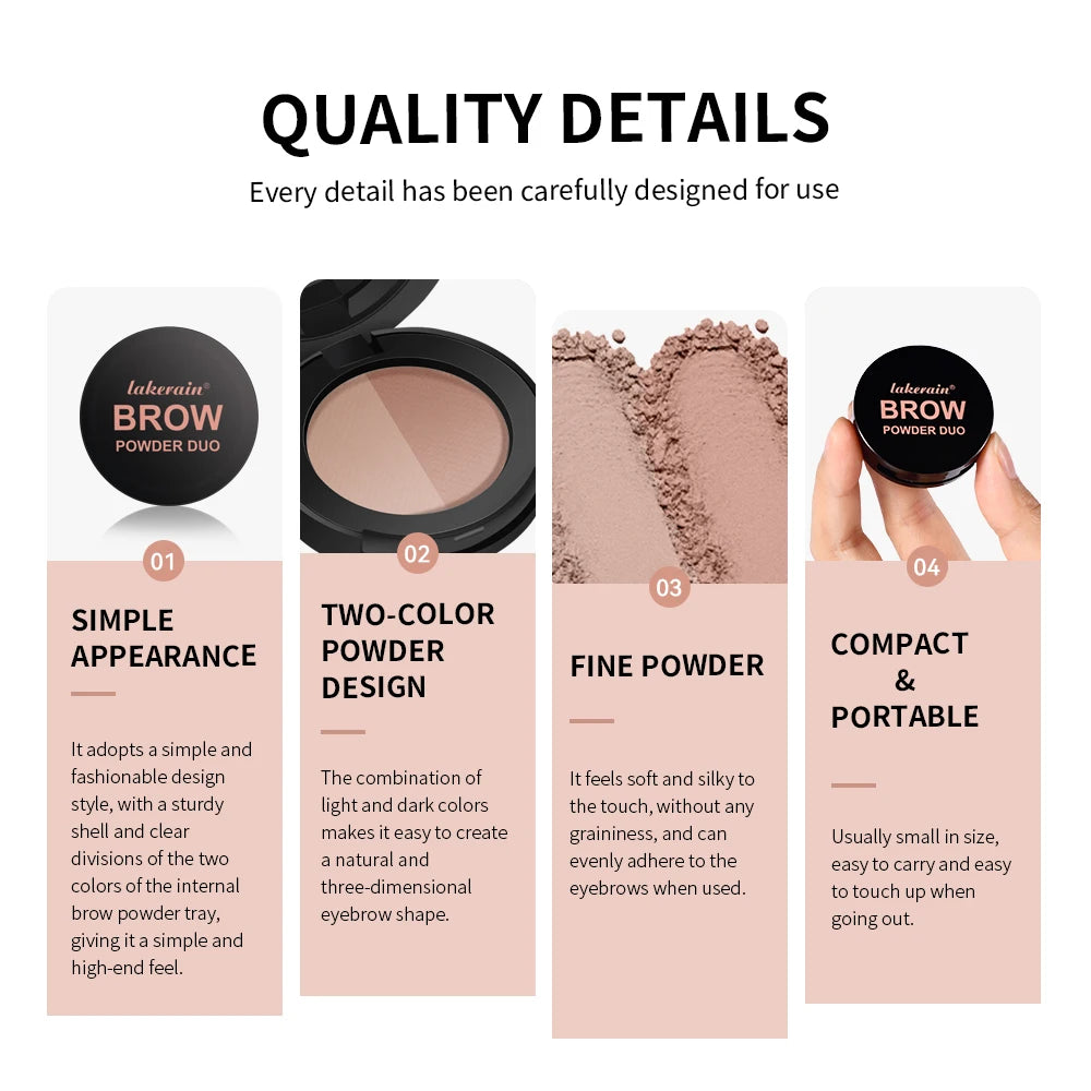 Dual-Tone Waterproof Eyebrow Powder for Natural Definition - 5