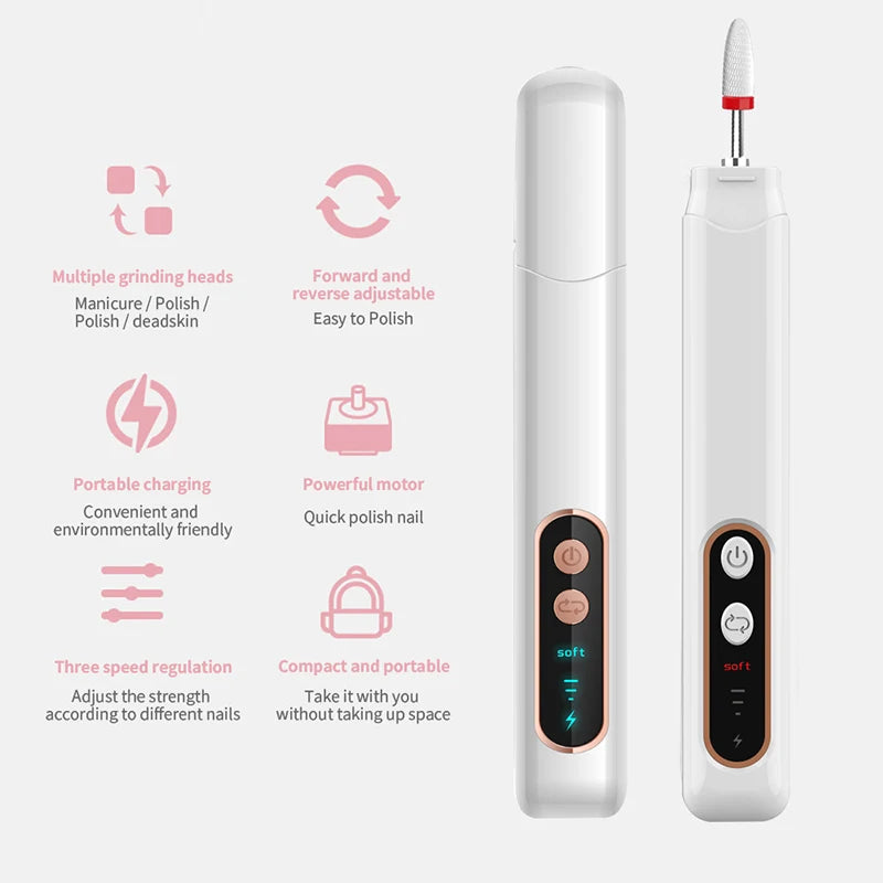 Electric Cordless Nail Drill and Manicure Pedicure File Set - 2