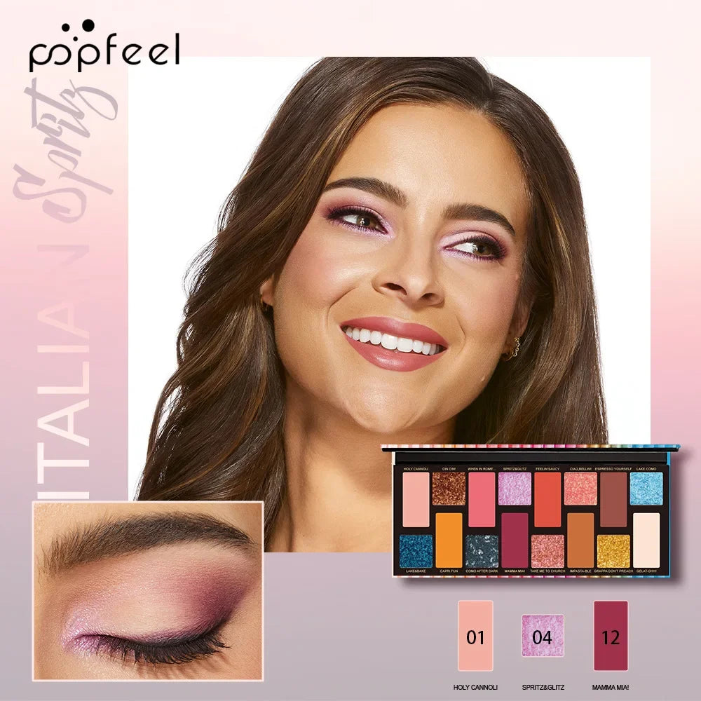 16-Color Waterproof Shimmer and Matte Eyeshadow Palette - 9
