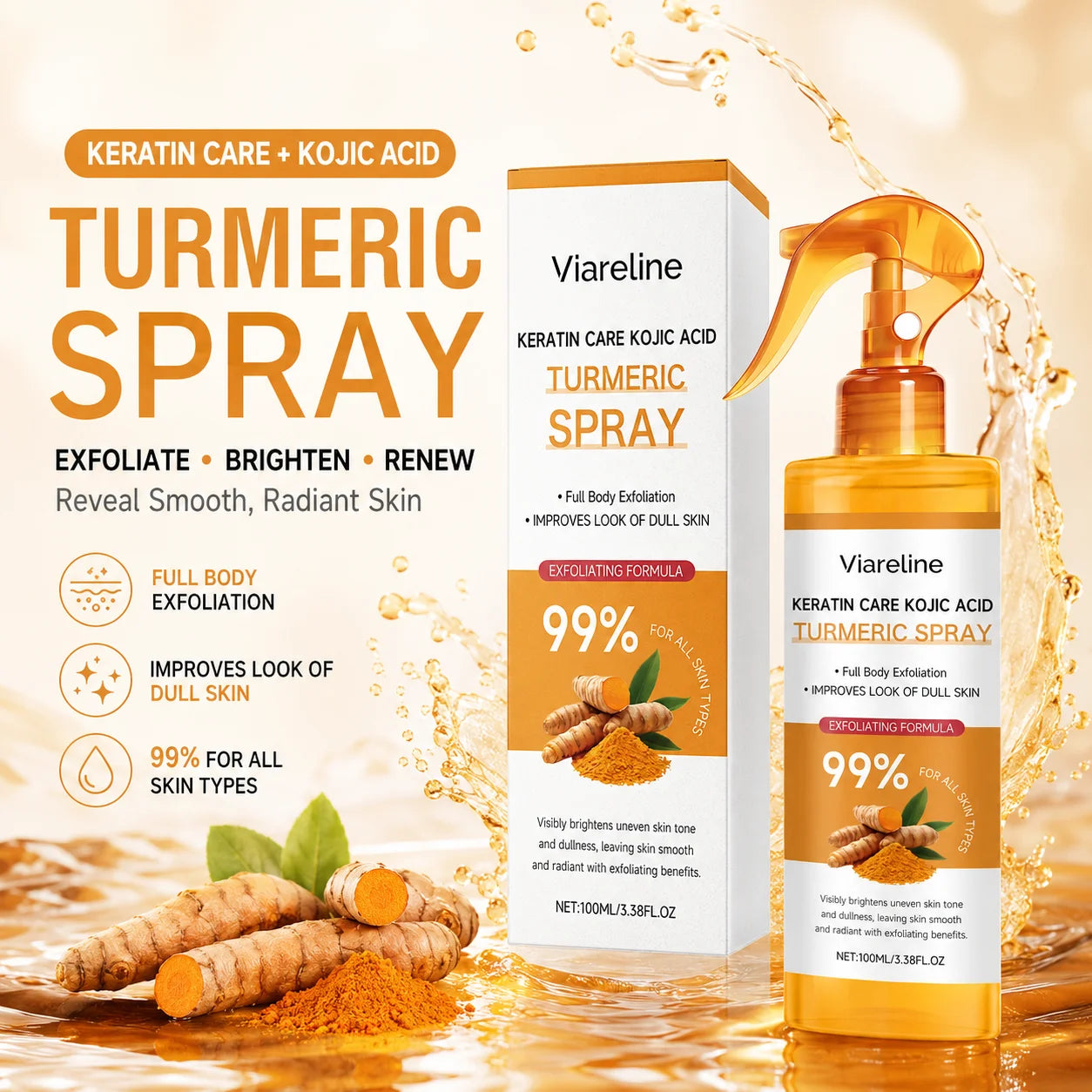 Turmeric Kojic Acid Exfoliating Body Brightening Spray - 1