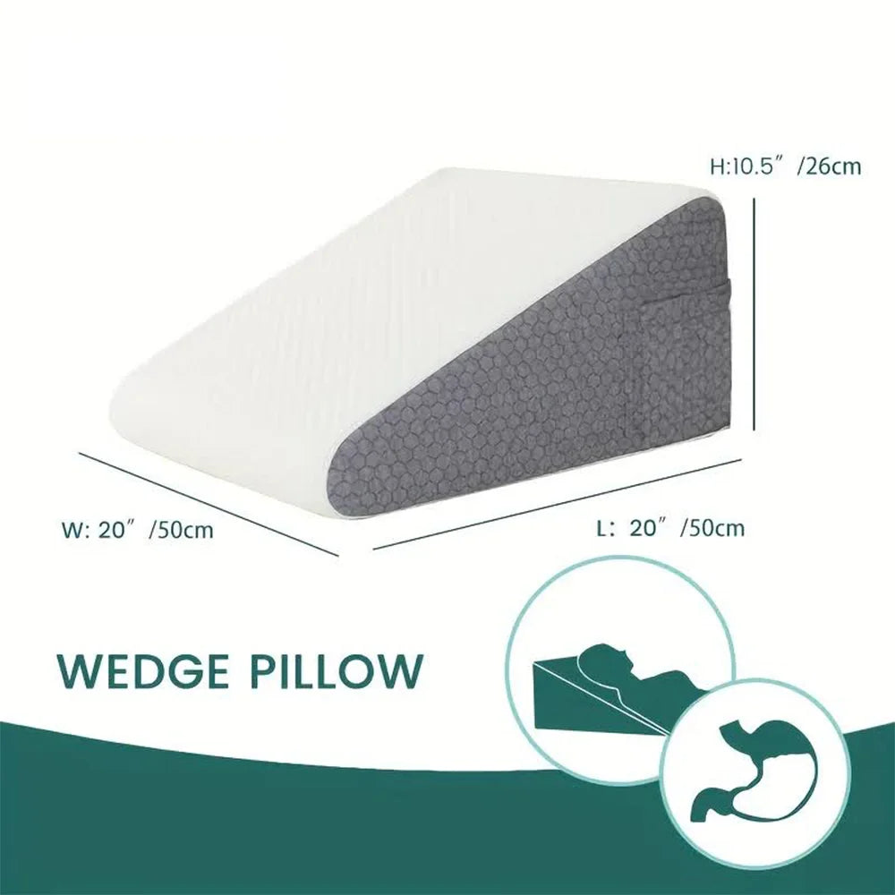 Memory Foam Bed Wedge Pillow for Snoring and Back Support - 2