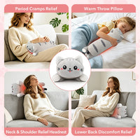 USB Heated Plush Cat Pillow for Cramp Relief