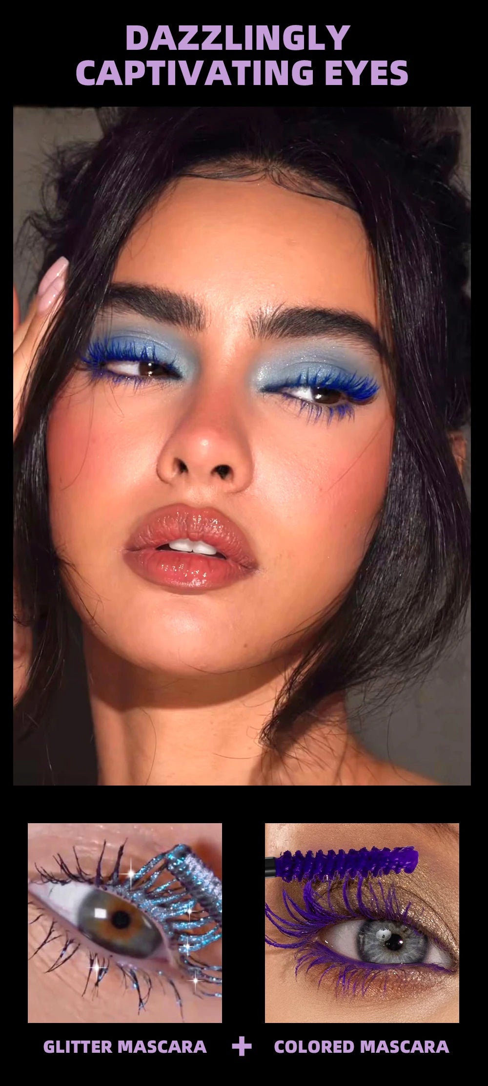2-in-1 Glitter and Colored Waterproof Mascara - 8
