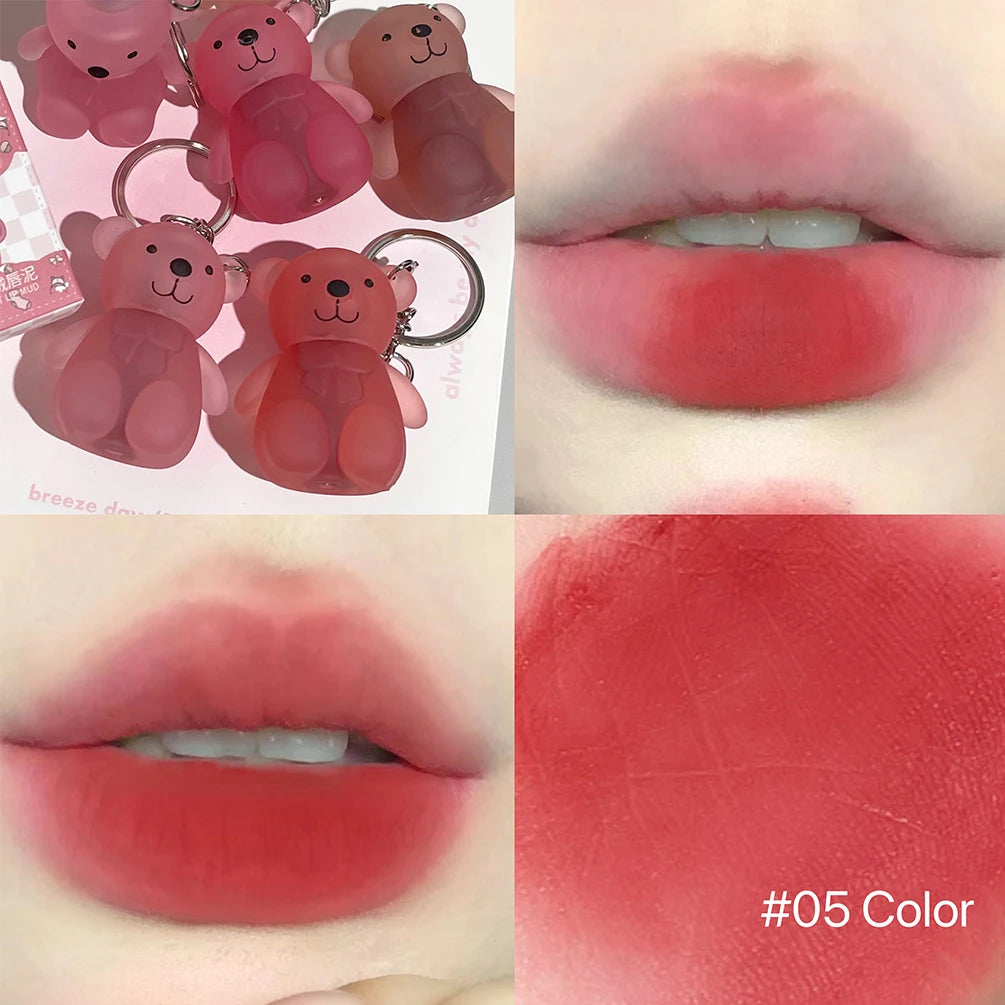 Cute Bear Velvet Matte Lip Mud Keychain - 27