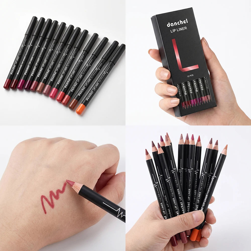 12-Piece Waterproof Long-Lasting Lip Liner Pencil Set - 19