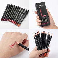12-Piece Waterproof Long-Lasting Lip Liner Pencil Set