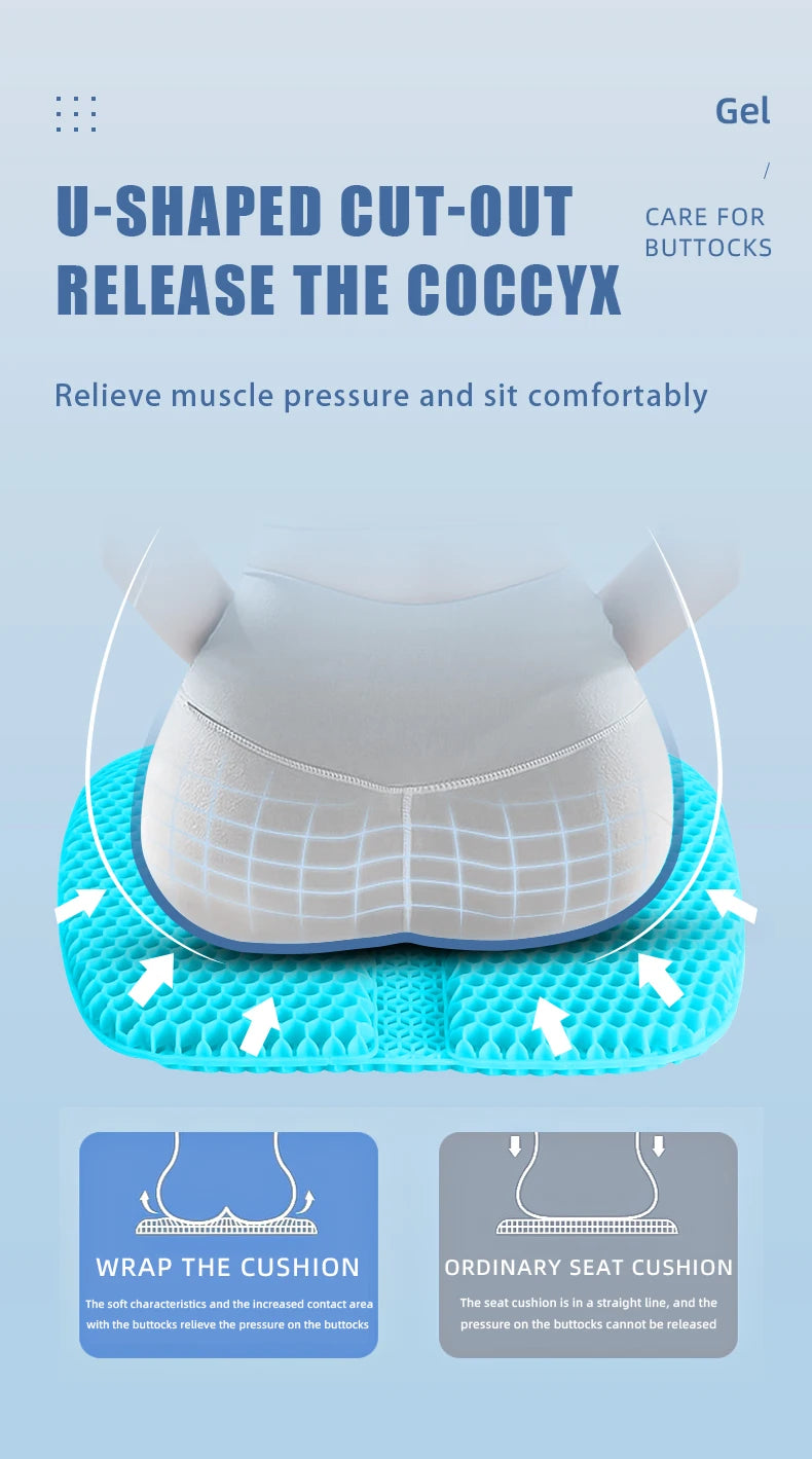 Breathable Honeycomb Gel Seat Cushion for Pain Relief - 11