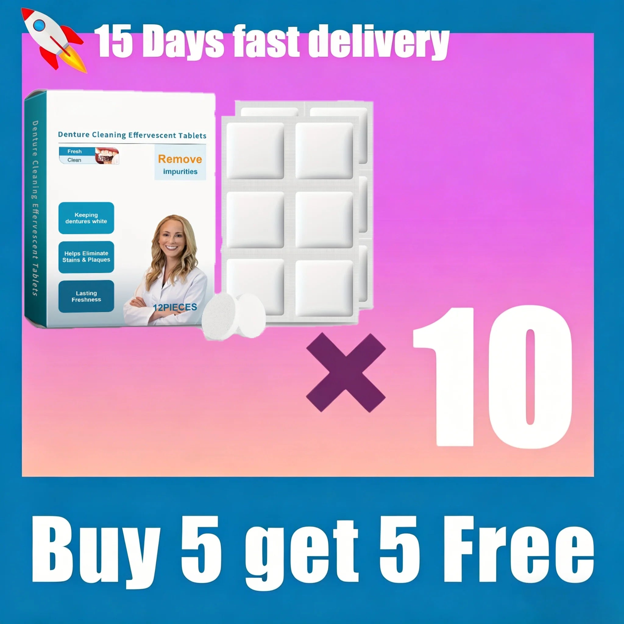 Effervescent Denture and Retainer Cleaning Tablets Kit - 8