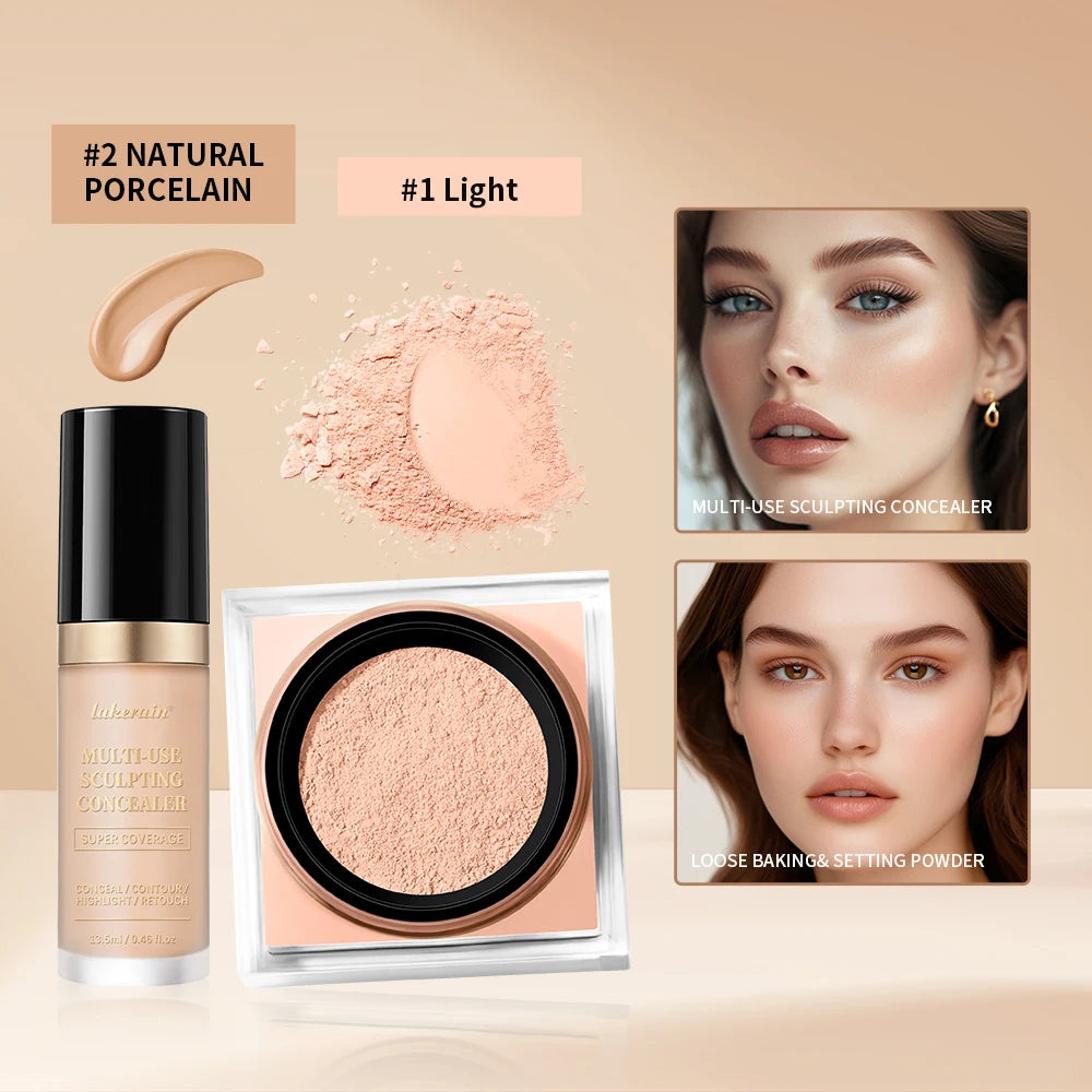 Matte Concealer and Setting Powder Makeup Set - 10