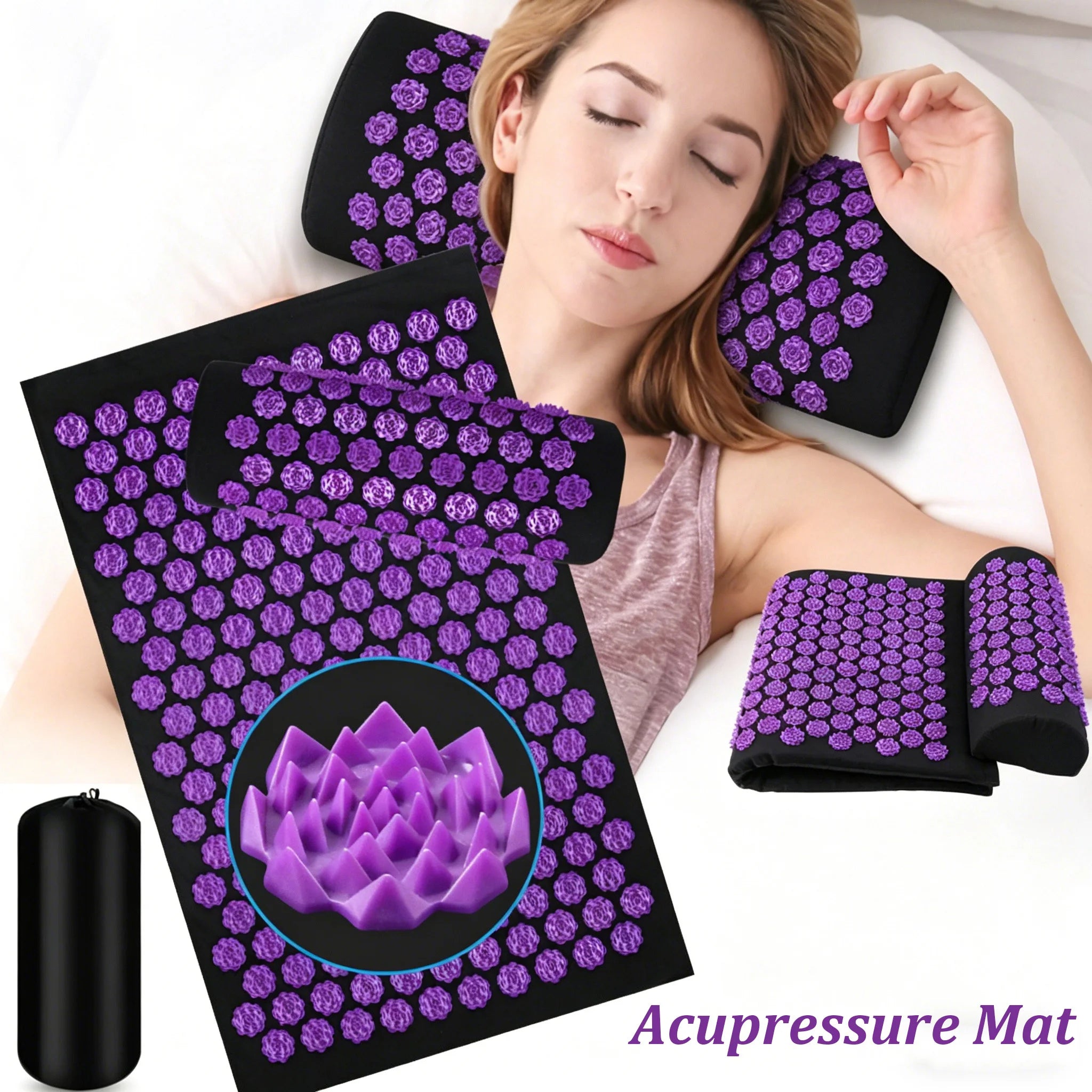 Acupressure Massage Mat and Pillow Set for Pain Relief - 1