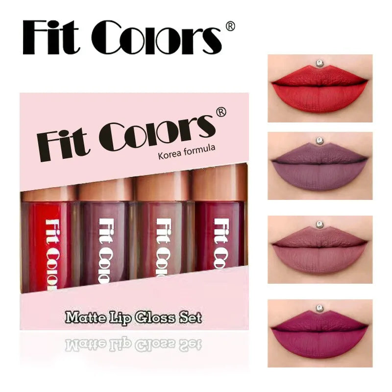 4-Piece Diamond Finish Long-Lasting Velvet Lip Gloss Set - 16
