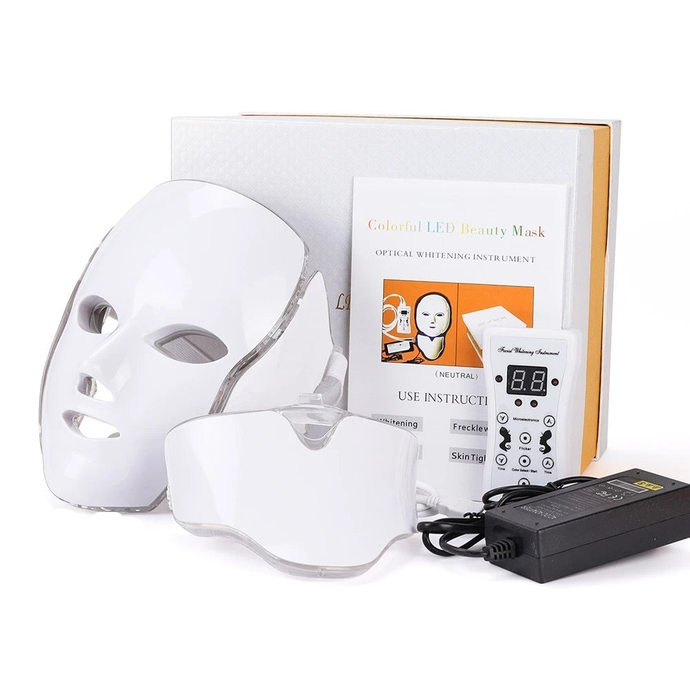 7-Color LED Facial and Neck Light Therapy Mask - 38